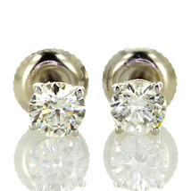 Real Diamond Stud Earrings Round Shape 0.82 TCW G Color SI1 Treated Solitaire - £676.57 GBP