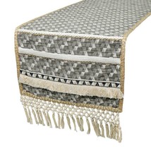 Nomad Lace - Grey Jacquard Decorative Table Runner - £48.48 GBP+