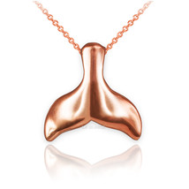 10K Polished Rose Gold Whale Tail Charm Necklace - £47.17 GBP+