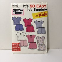 Simplicity 9796 Size 1/2-4 Toddler's Top and Shorts - $12.86