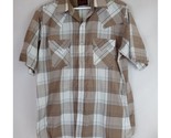Vintage Plains Western Wear Men&#39;s Brown Plaid Pearl Snap Shirt Size Medium - £11.69 GBP