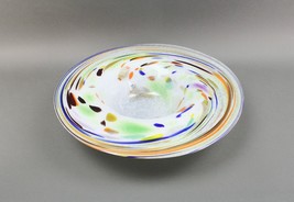 Mduca Signed Hand Blown Studio Art Glass Colorful Centerpiece Bowl 17 3/4&quot; - £137.48 GBP