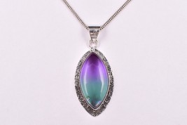 Fait à la Main Rhodium Poli Marquise Forme Ampphire Élégant Collier Femmes - £18.64 GBP+