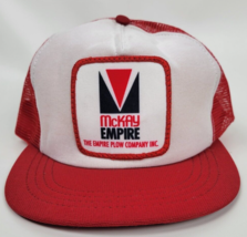 Vintage McKay Empire Plow Company Red White Mesh Snapback Trucker Hat RC... - $39.60