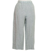 EILEEN FISHER Chambray Blue Yarn Dyed Organic Handkerchief Linen Cropped Pants M - £78.56 GBP