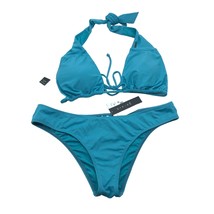 O&#39;Neill Saltwater Solids Bikini Set Embry Top Matira Cheeky Bottom Blue M - £30.32 GBP