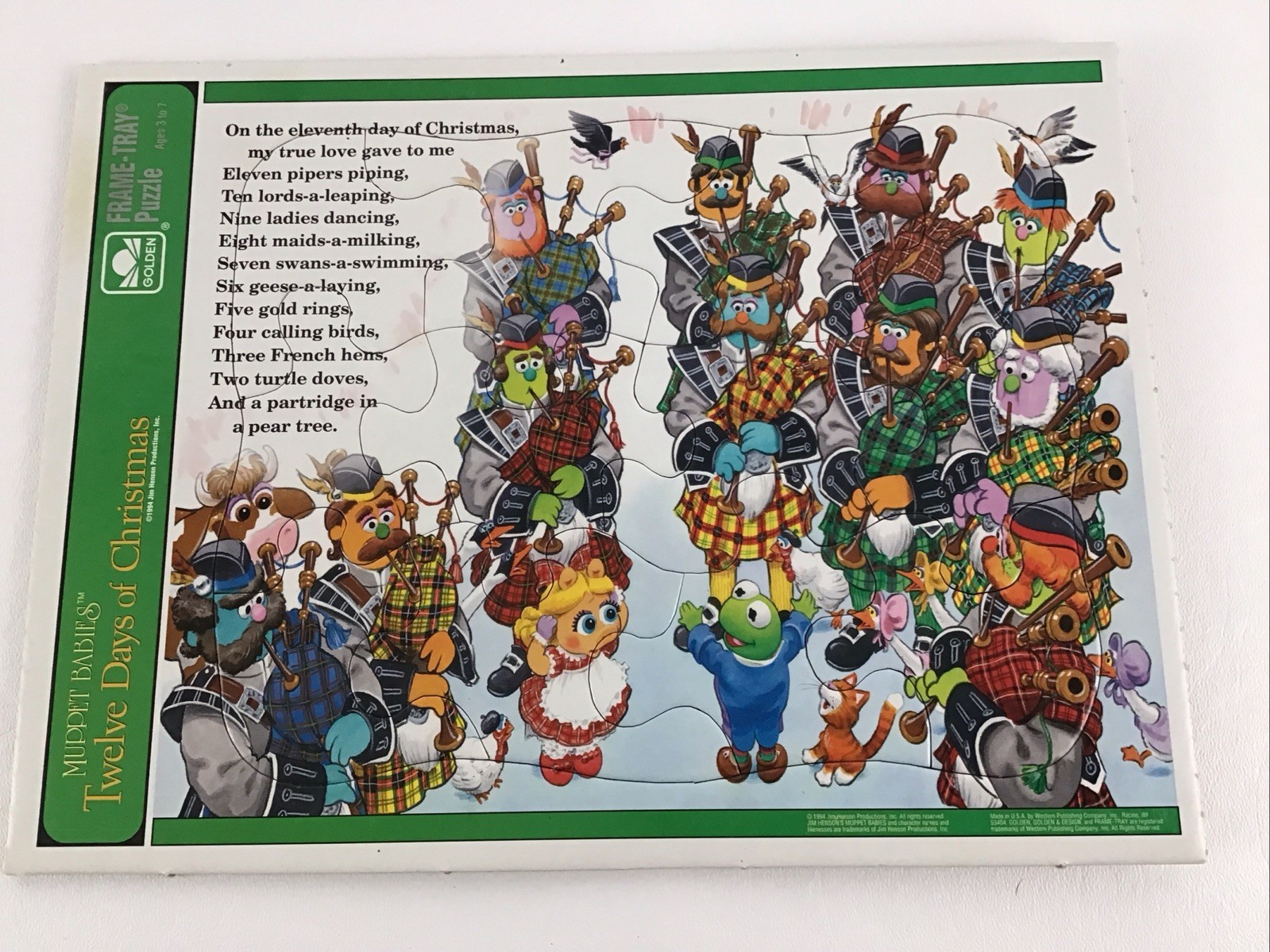 Muppet Babies Twelve Days Of Christmas Frame Tray Puzzle Jigsaw 11th Day... - $14.80