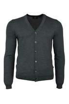 Hugo Boss Mens Grey Baltimore Slim Fit Wool Cadigan Sweater XXL 2XL 3050-10 - $183.15