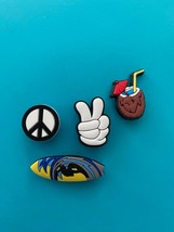 4 Surf Board Peace Sign Shoe Charms For Croc Bracelet Shoes Wristband Accessorie - £7.90 GBP