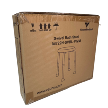 Adjustable Bath Shower Stool Swivel Non Slip Seat Blue Silver Vaunn Medi... - $28.88