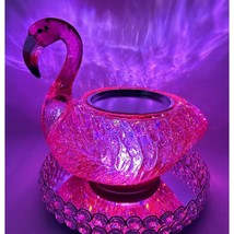 Bath &amp; Body Works 3-Wick Candle Holder Water Globe Flamingo Hot Pink Glitter - £76.20 GBP