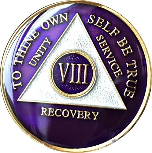 8 Year AA Medallion Metallic Purple Tri-Plate Gold Plated Chip