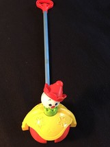 Vintage 1979 Fisher Price Stick Push Toy - Rotating Clown Head When Pushed - $3.99