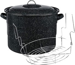 Granite Ware Enameled Steel 21.5-Qt Water Bath Canner &amp; Jar Rack, Speckled Black - £22.74 GBP