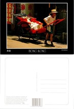 One(1) China Hong Kong Man Smoking Cigarette While Pulling Red Rickshaw Postcard - £7.39 GBP
