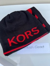 Michael Kors Mens Hat ,Scarf Gift Set - Black/Red - £47.30 GBP