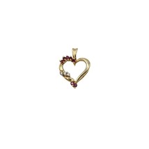 Womens heart pendant red ruby diamond vintage P 14k plumb true yellow gold July - £367.24 GBP