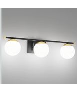 Black And Gold Bathroom Vanity Lights Mid Century Modern Frosted Glass 3... - $48.99