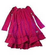 Naartjie Kids Girls XXL 8 Years Long-Sleeve Magenta Cotton Ruffled Dress - $363.42 MXN