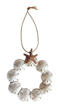 RESIN SAND DOLLAR WREATH w/STARFISH COASTAL NAUTICAL CHRISTMAS ORNAMENT - $8.88