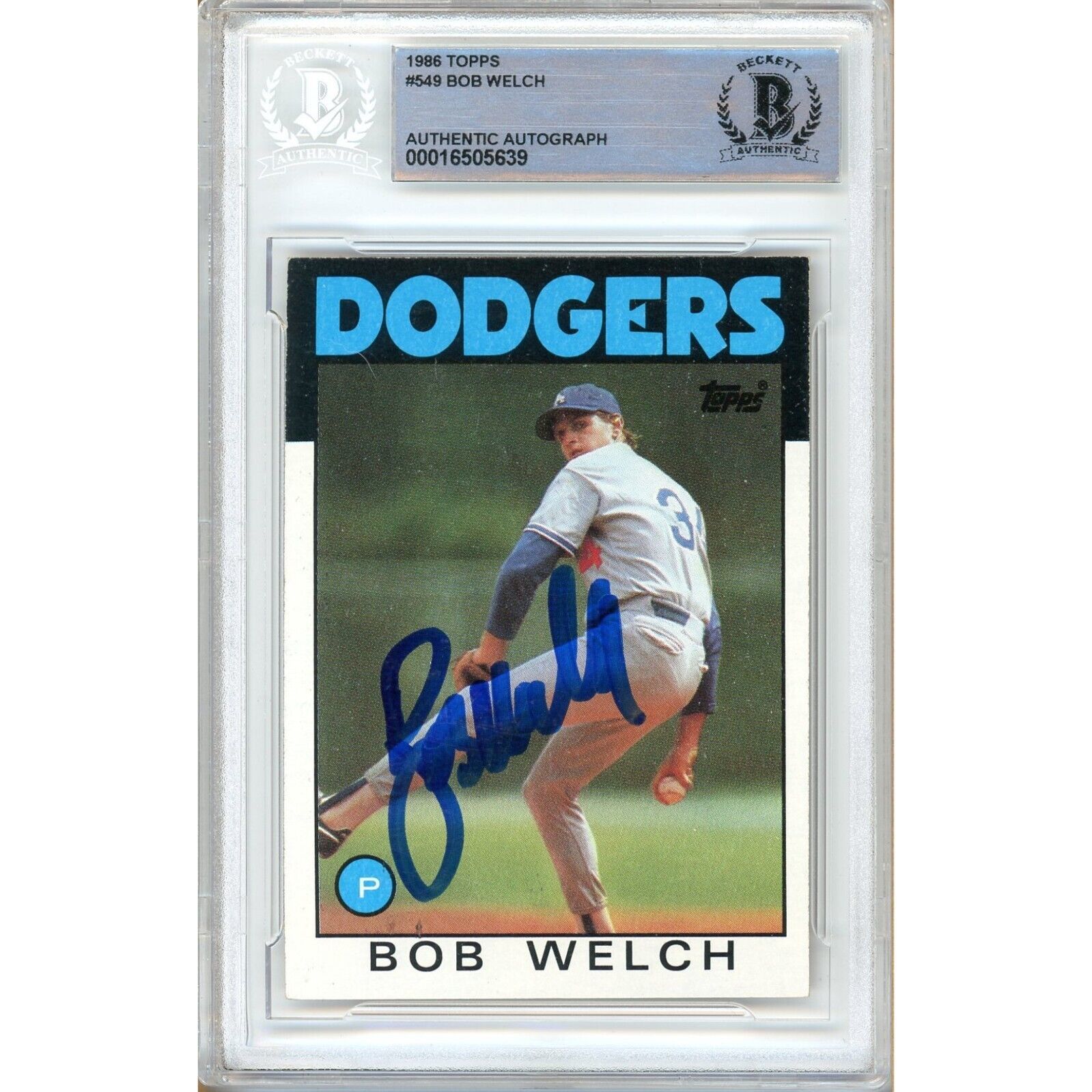 Bob Welch Los Angeles Dodgers Auto 1986 Topps Baseball Card #549 BAS Slab Signed - $99.99