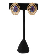 Sarah Coventry Clip On Earrings In Faceted Purple Gold Tone Open Work Ov... - £8.75 GBP