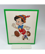 Disney Pinocchio Jiminy Cricket Framed Cross Stitch Needle Point Vintage... - $37.07 CAD
