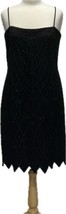 ONYX Nite Little Black Dress Party Cocktail Size 12 Seed Beads Spaghetti Straps - £19.34 GBP