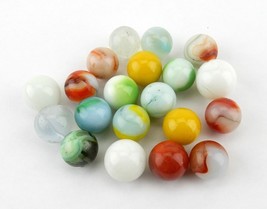Vintage Glass Marbles ~ Random Lot of 20 Assorted Colors-Sizes-Styles ~ #MRB-04 - £15.33 GBP