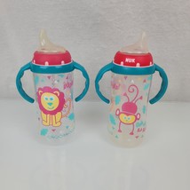 Gerber Nuk Baby Bottle Sippy Cups with Handles Vintage Jungle Monkey Lion 90s 10 - £26.62 GBP