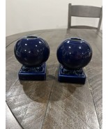 Vintage Fiesta Ware Candle Stick Holder Pair Cobalt Blue Ball/Bulb Art Deco - $81.22 CAD
