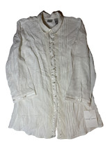 EMMA JAMES Women&#39;s Button Top Sz 12 Long Sleeve White Pearl Buttons Dressy Top - £14.45 GBP