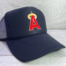 New Los Angeles Anaheim Angels Black Hat 5 Panel High Crown Trucker Snapback - £18.34 GBP