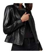 Leather Jacket Women Womens Biker Size Moto Motorcycle Soft Vintage Zip ... - $2,580.42 MXN