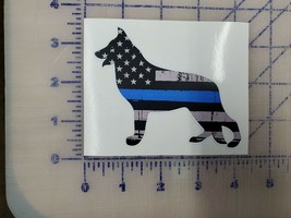 Thin Blue Line Police Cops K9 Flag vinyl car truck time decal 4&quot; Black blue - $3.95