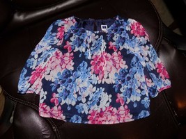 Janie and Jack Blue Floral Print Long Sleeve Shirt Size 6/12 Months Girl... - £14.27 GBP