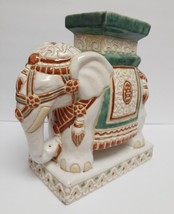 Vintage Asian Elephant Plant Stand Garden Stool Bookend Statue Centerpiece 11&quot; - £110.29 GBP