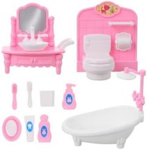 Mini Dollhouse Bathroom Set: Miniature Furniture Accessories Model Bathtub - $25.96