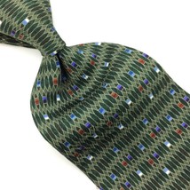 Alexander Julian Usa Tie Geometric Olive-Green Brown Blue Silk Necktie Men #I22 - £12.60 GBP