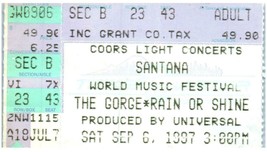 Vtg Santana Concert Ticket Stub September 6 1997 The Gorge George Washin... - £32.94 GBP