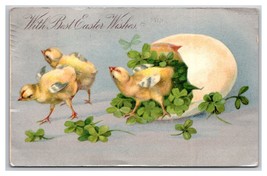 Fantasy Easter Wishes Chick Egg Four Leaf Clovers UDB Postcard H29 - £3.14 GBP