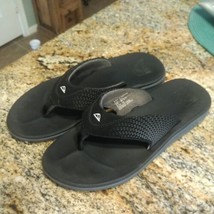 Reef Mens Rover Black Slip On Flat Flip Flop Sandals Size 11 - $28.71