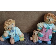 Hedgehog Small Figurine Lot Of 2 Girl &amp; Bear Boy With Truck Cute See Pic... - $7.19