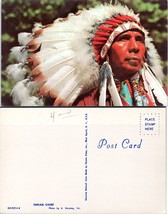 USA Native American Chief with Feathered Headdress Vintage Postcard - £7.39 GBP