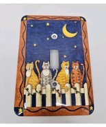 1999 Deb Strain Metal Light Switch Plate Cover Cats on Fence Sky Moon Wh... - $12.82