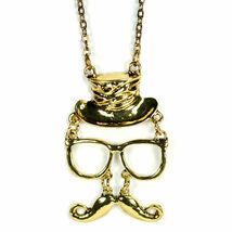 MUSTACHE GLASSES &amp; TOP HAT CHARM NECKLACE Moustache Jewelry NEW Pendant ... - €0,84 EUR