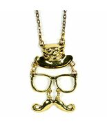 MUSTACHE GLASSES &amp; TOP HAT CHARM NECKLACE Moustache Jewelry NEW Pendant ... - $18.01 MXN