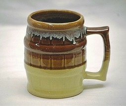 Old Vintage Stoneware Root Beer Barrel Mug Yellow White Drip Bar Tool Ma... - $318.81 MXN