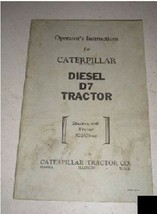 Caterpillar Cat Diesel D7 Tractor Operators Instructions Manual - $17.88