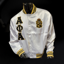 Alpha Phi Alpha Fraternity Jacket White Alpha Phi Alpha Satin Varsity Ja... - $84.00
